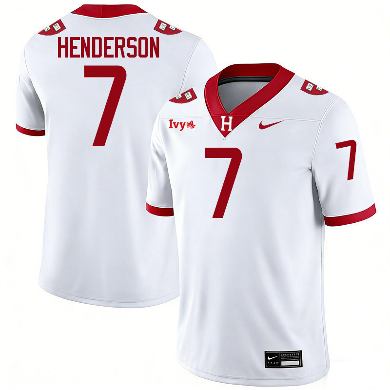 Harvard Crimson #7 Damien Henderson College Football Jerseys,Uniforms Stitched-White
